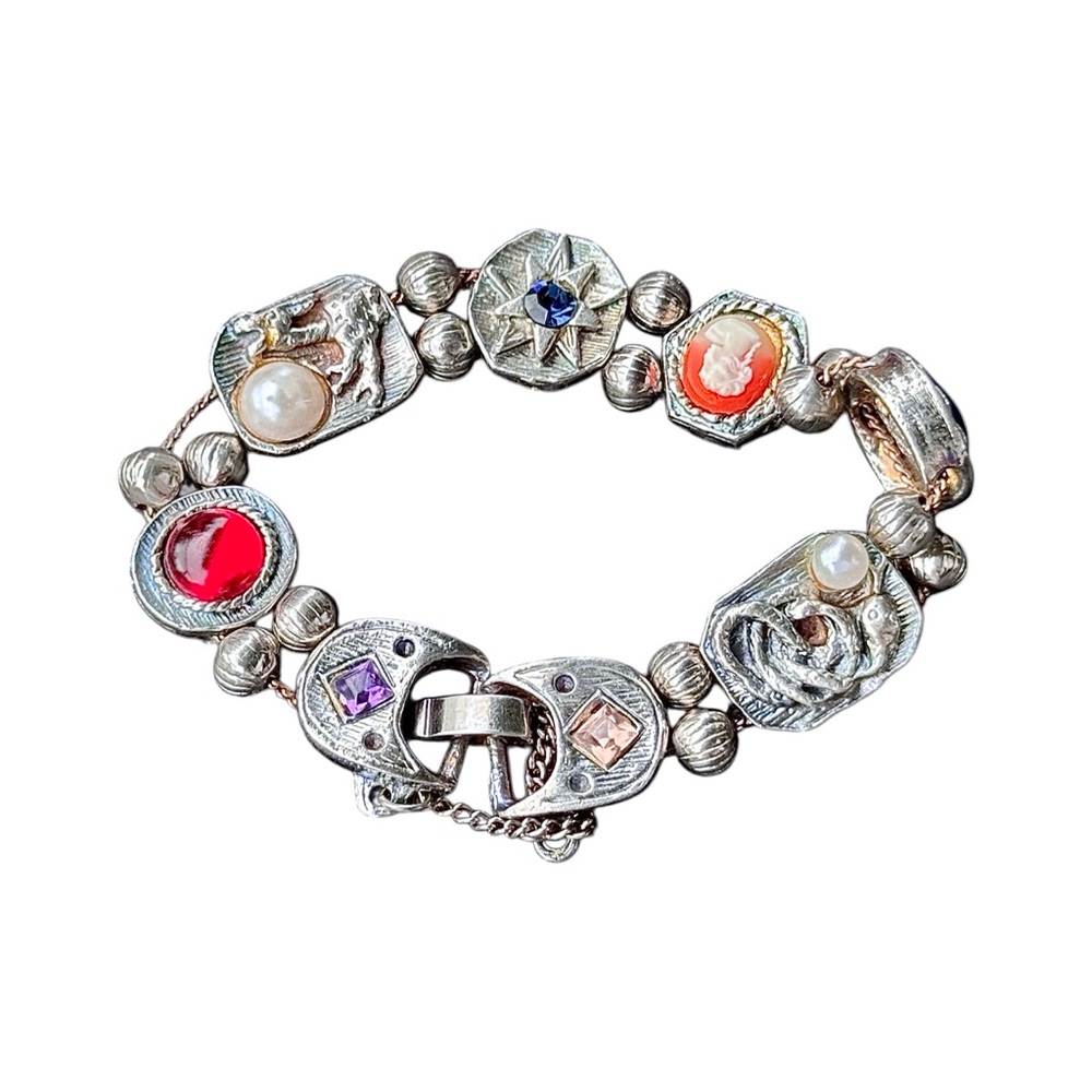 VINTAGE Victorian-Revival 7” slide charm-bracelet